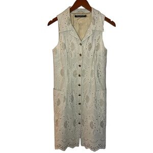 Marc New York Andrew Marc WOMEN'S Beige Sleeveless Dress SIZE 6 Classic Eyelet